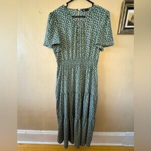 Green floral maxi dress